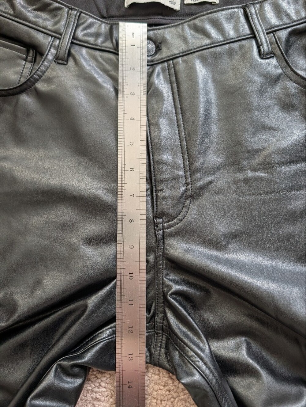 Abercrombie Cross Waist Vegan Leather Ultra High Rise 90s Straight Pants 32/14 - Picture 7 of 10